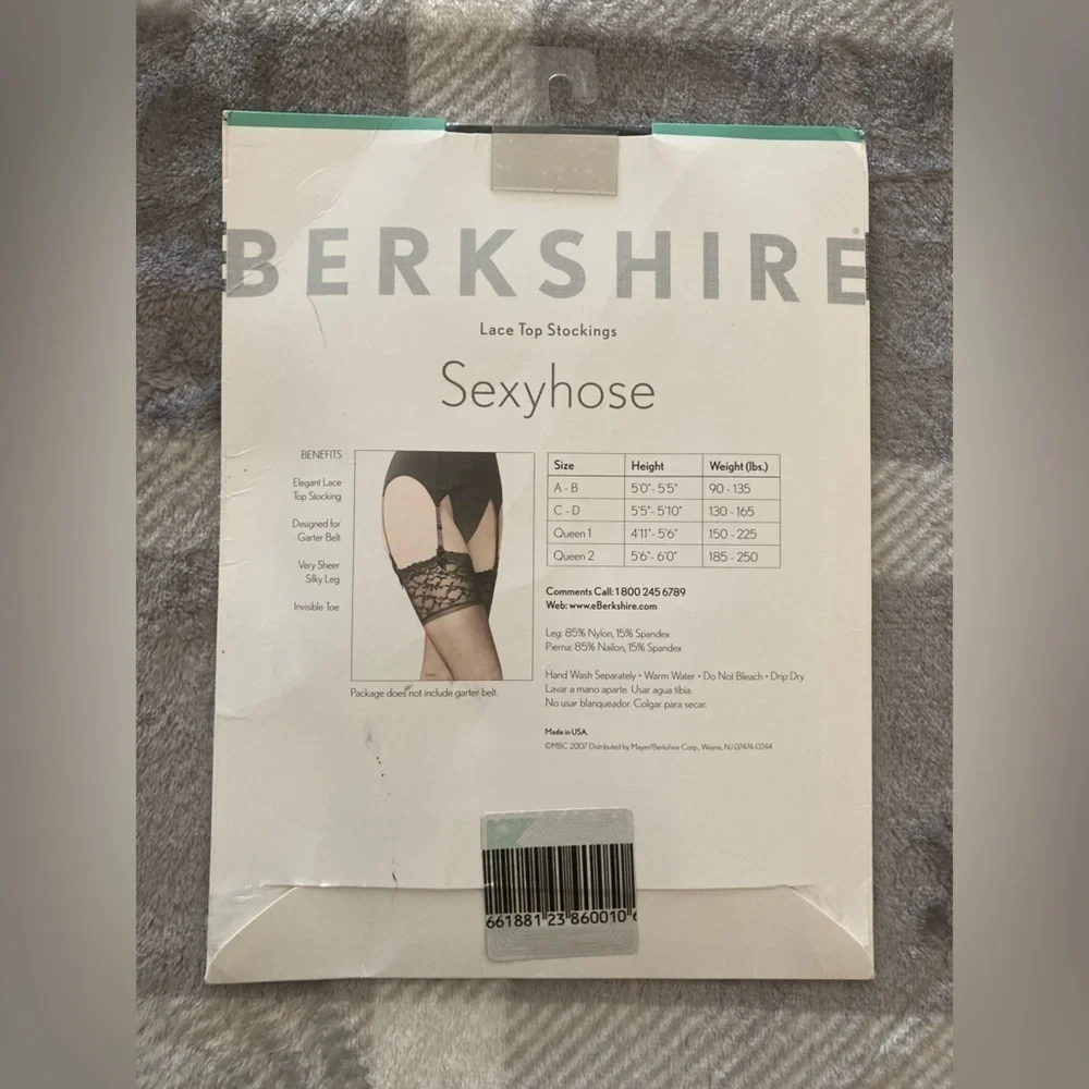 Vintage Berkshire Sexyhose Black Sheer Stockings Thigh Highs AB NIB